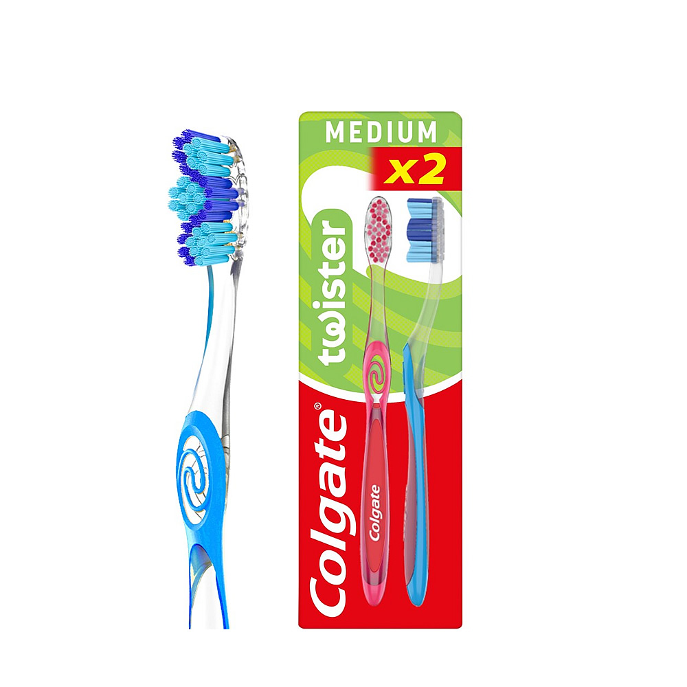 Colgate Twister Fresh Medium Manual Toothbrush – 2pcs