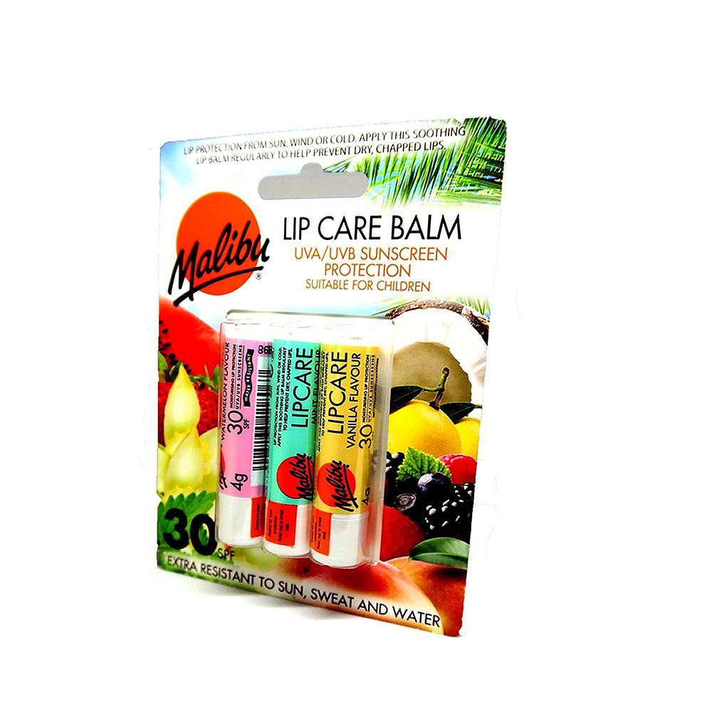 Malibu Lip Care Balm 3 Pack - SPF30