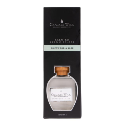 Crackle Wick Scented Reed Diffuser 100ml - Driftwood & Sage