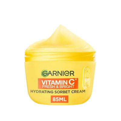 Garnier Vitamin C* Fresh & Bright Hydrating Sorbet Face Cream, 85ml | With 4% Vitamin C* and Niacinamide, Ultra Fresh and Light, For Dull Uneven Skin, Cruelty Free International...
